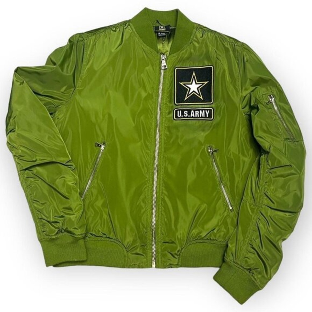 US ARMY Military Air Force Green Bomber Pilot Jacket